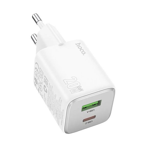 HOCO síťová nabíječka USB + USB-C PD QC 3A 20W N41 bílá