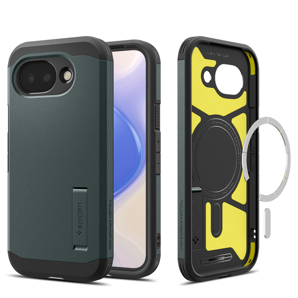 Spigen Tough Armor MagSafe case for Google Pixel 10a Abyss Green