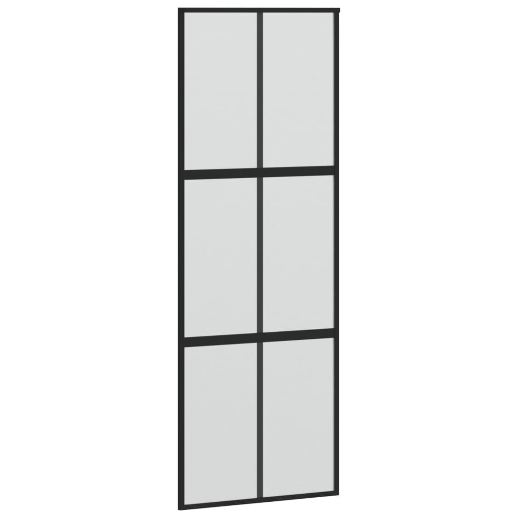 fekete edzett üveg és alumínium tolóajtó 90 x 205 cm (155208)