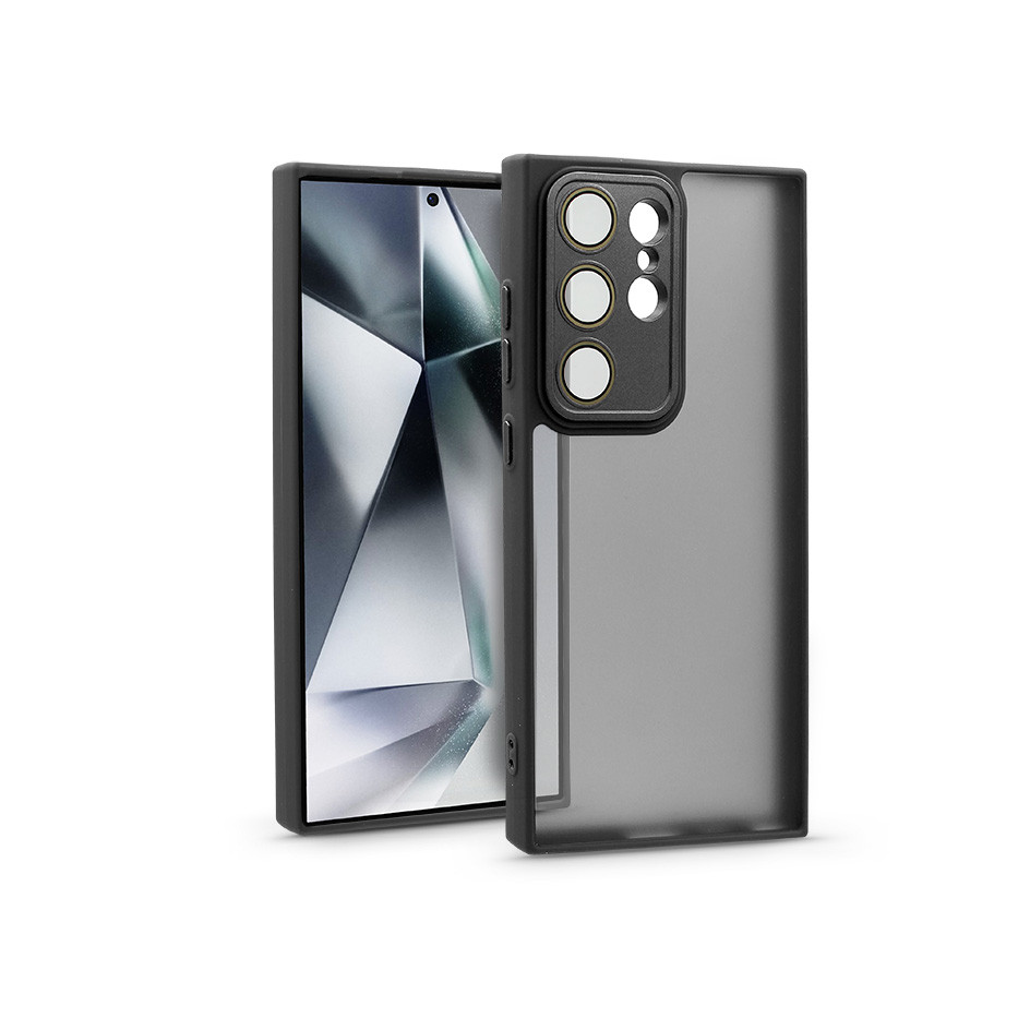 Samsung SM-S928 Galaxy S24 Ultra hátlap kameravédő peremmel, lencsevédő üveggel - Variete - fekete (HF238468)