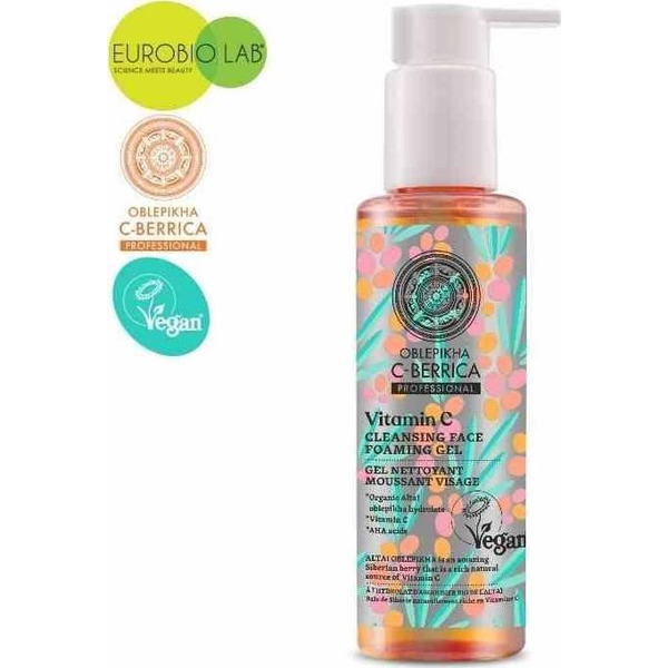 Natural Siberian TOOTHPASTE oczyszczający żel do twarzy z kwasami i witaminą C 145ml OBLEPIKHA C-BERRICA