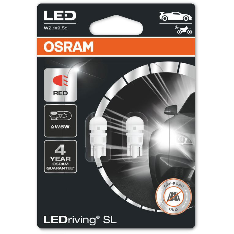 OSRAM LEDriving SL W5W piros 12V, 2 db a csomagban (2825DRP-2BL)