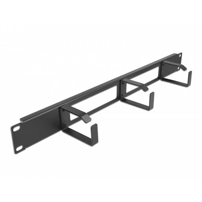 Delock 19 kábel rendező panel nyílással és 3 hurokkal 1U fekete (66657) (66657)