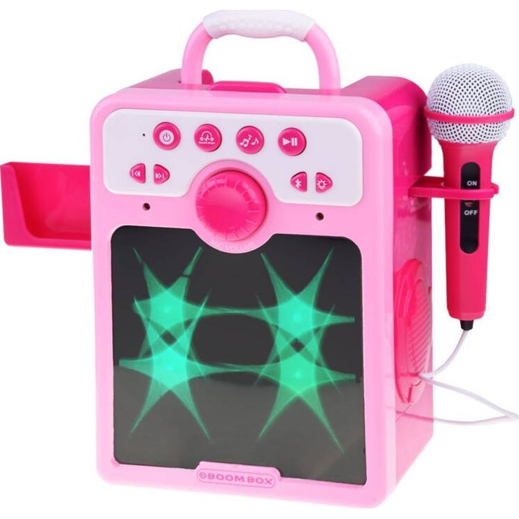 Boombox Hangszóró - Telefontartóval és Mikrofonnal, Tükörrel, Rózsaszín (IN0166)