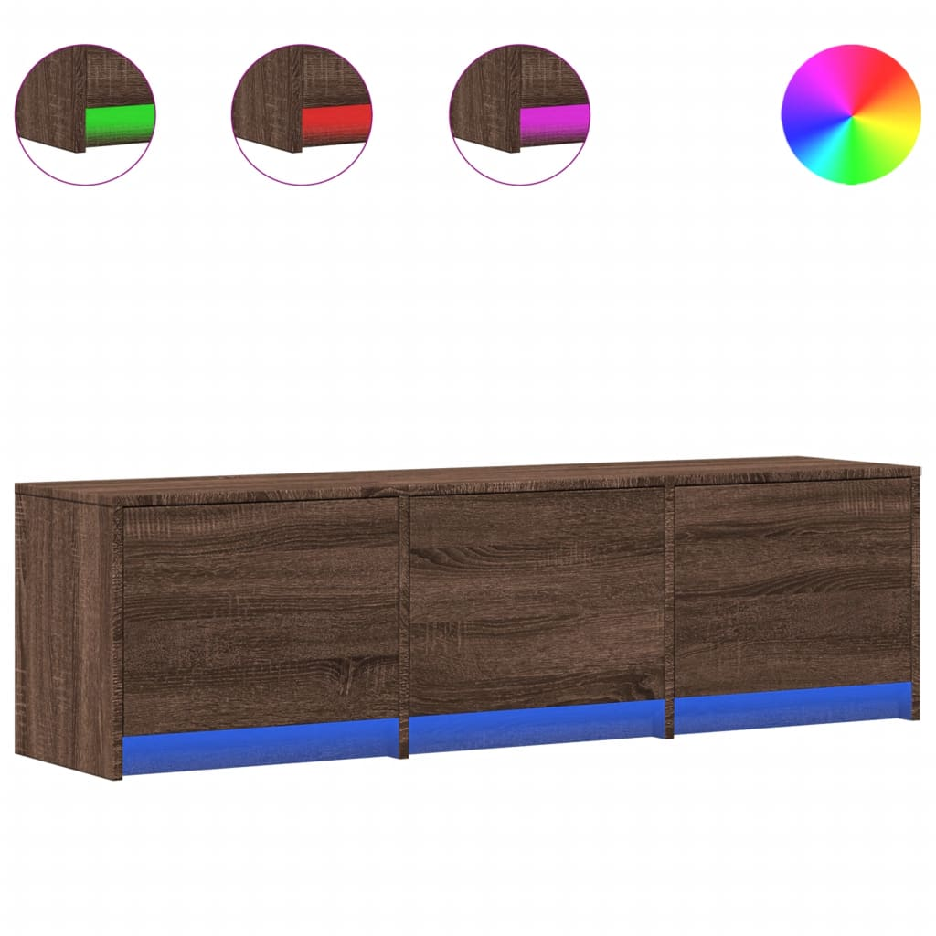 barna tölgy színű szerelt fa LED-es TV-szekrény 140x34x40 cm (852249)