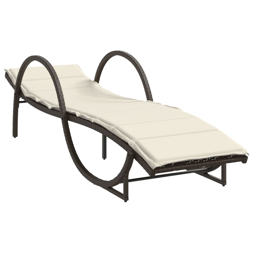 barna polyrattan napozóágy párnával 60 x 199 x 42 cm (368258)
