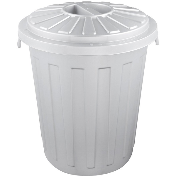 Cubo De Basura Con Tapa Papelera Plástico Keeeper Mats 23l Plateado