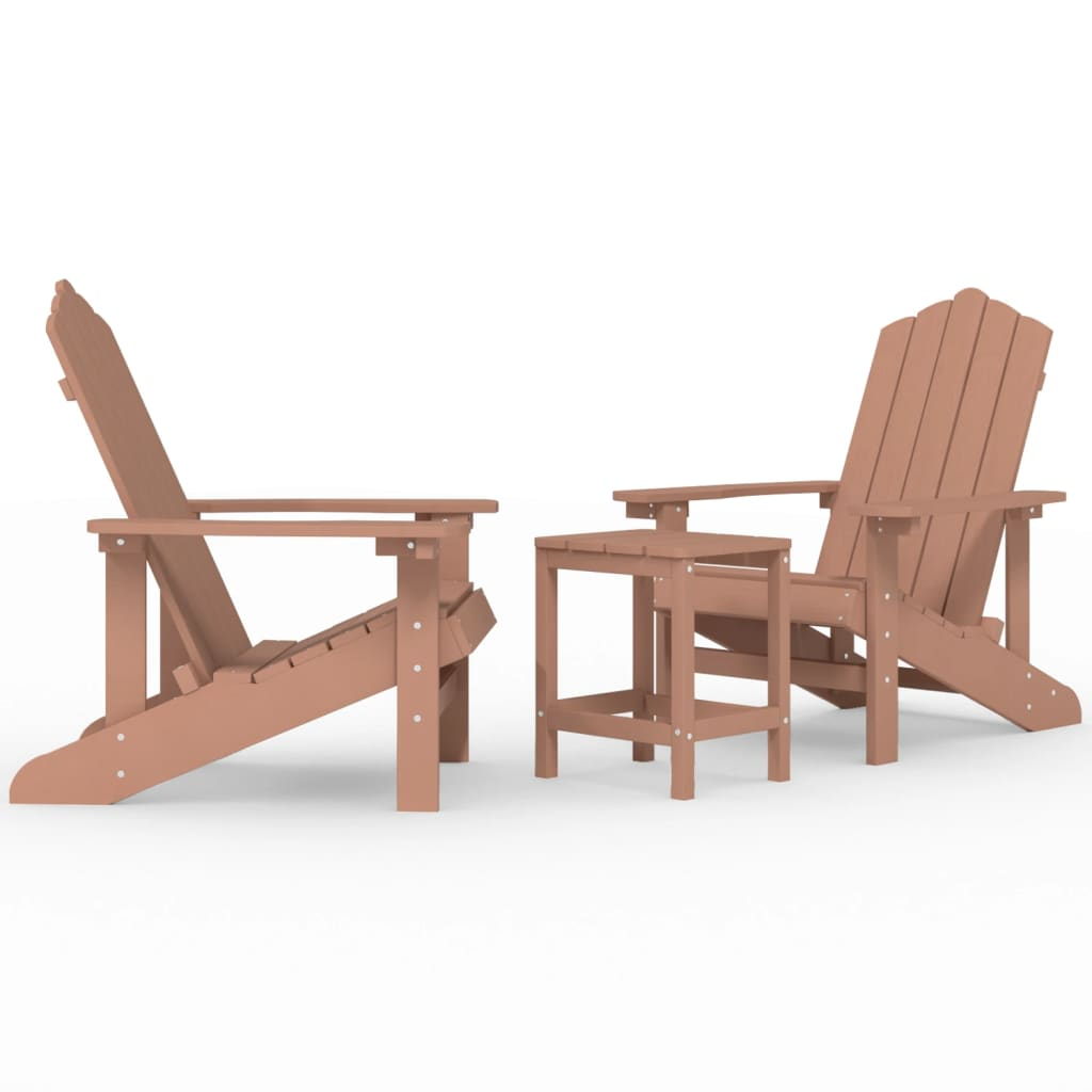 barna HDPE kerti adirondack székek asztallal (3095706)