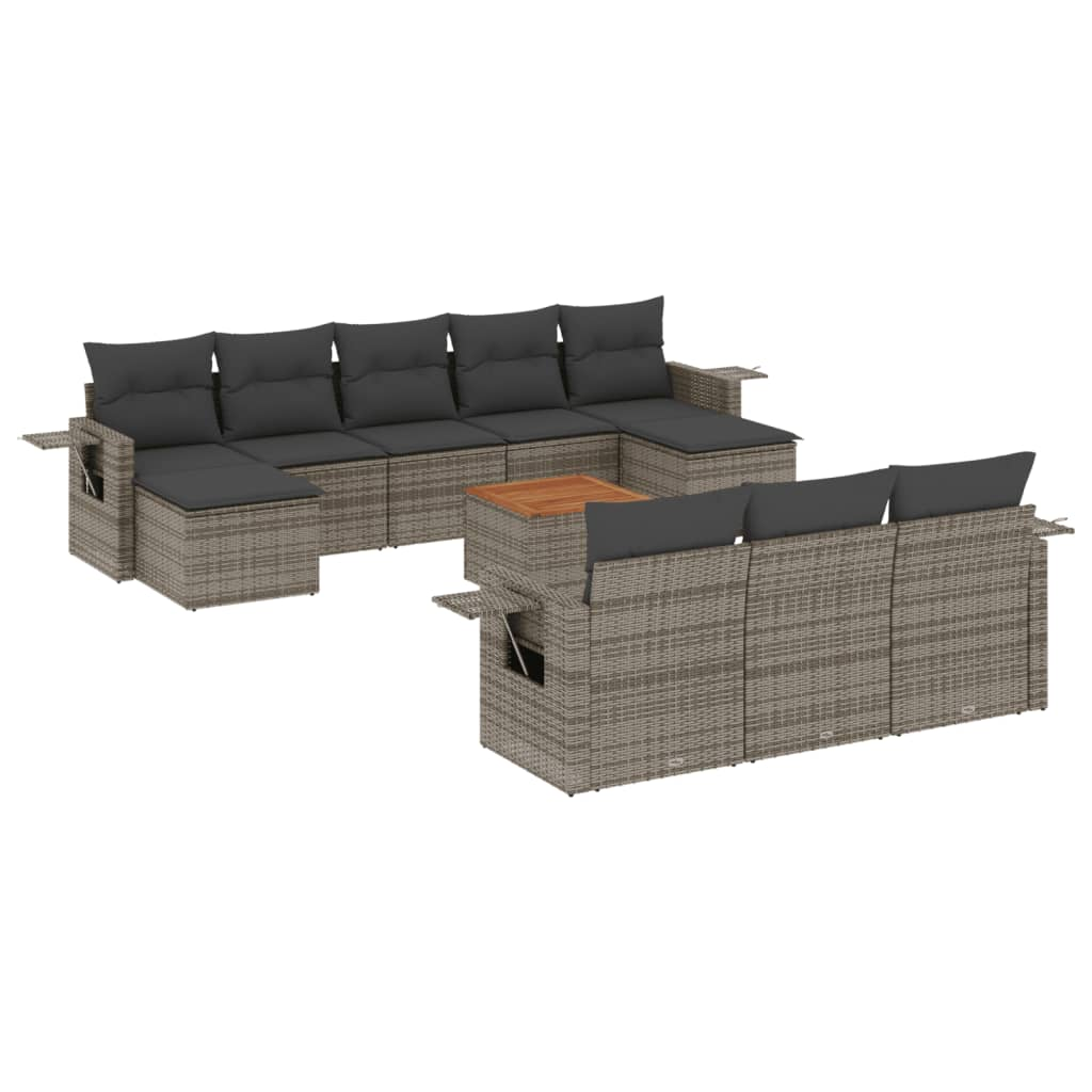11 részes szürke polyrattan kerti ülőgarnitúra párnákkal (3257117)