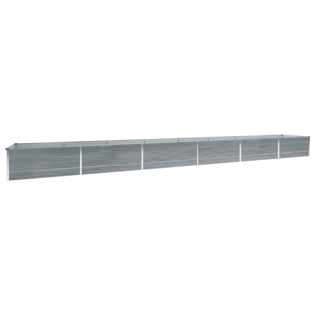 szürke horganyzott acél kerti magaságyás 600 x 80 x 45 cm (47072)