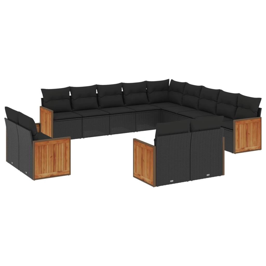 13 részes fekete polyrattan kerti ülőgarnitúra párnákkal (3260606)