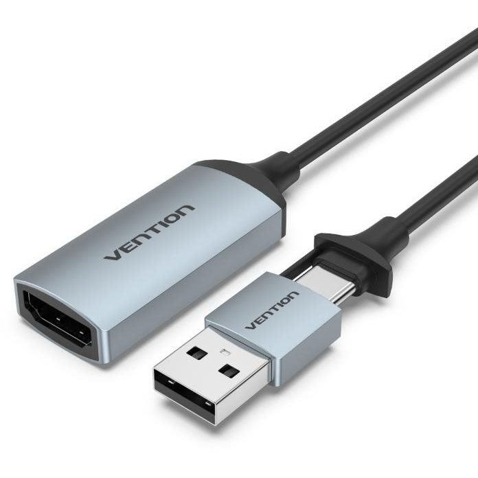Vention HDMI Female to USB-C / USB-A Male Video Capture Card 0.1M Gray (ACWHA)