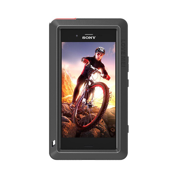 LOVE MEI defender telefonvédő gumi (ütésálló, fém keret) FEKETE [Sony Xperia XZ1 Compact (G8441)] (5996457733903)