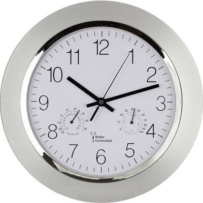 EUROTIME Analóg rádiójel vezérelt falióra, pára-/hőmérővel, O 34 cm (56004) (56004)