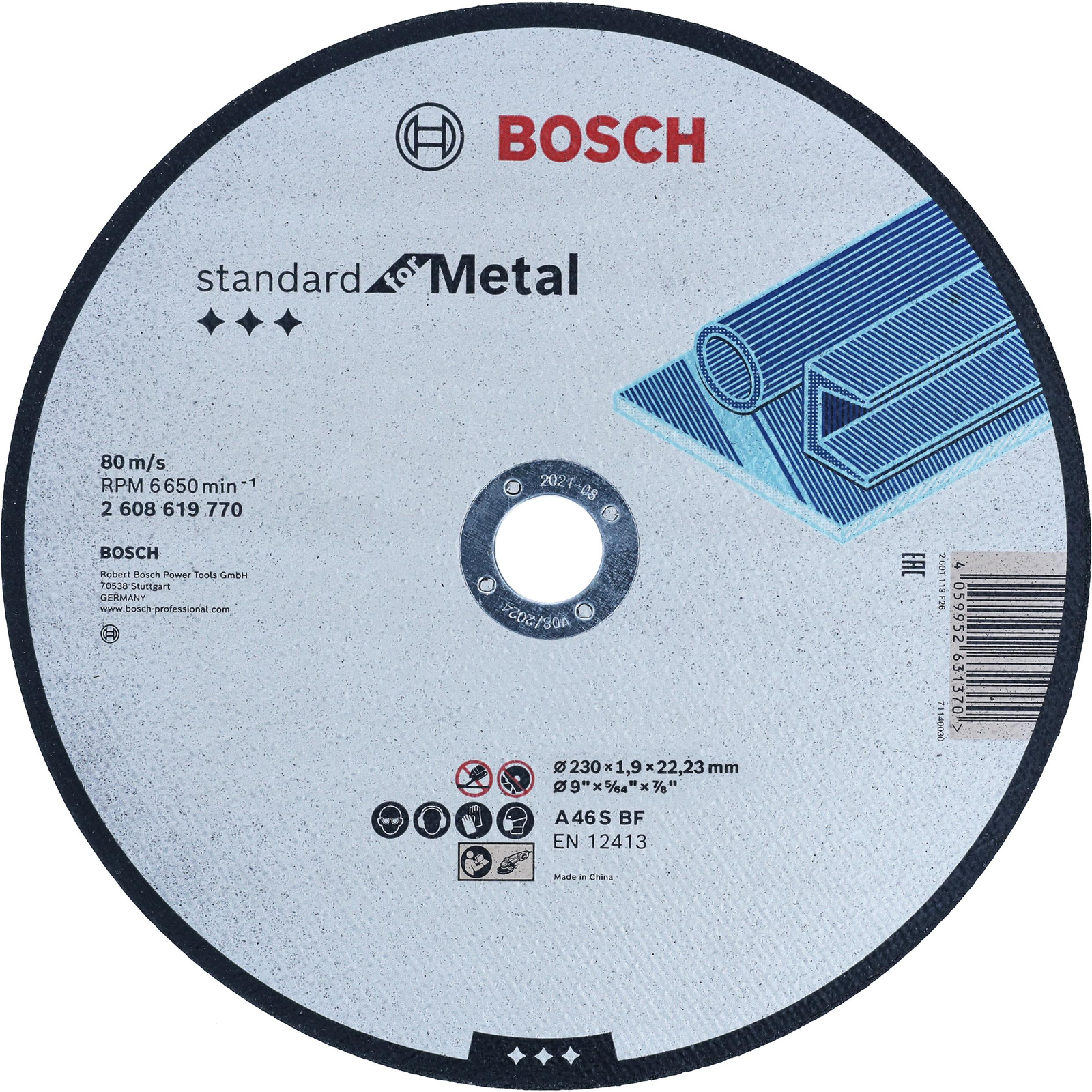 BOSCH Standard for Metal 230 mm, 22,23 mm A 46 S BF egyenes vágókorong 230 mm, 22,23 mm, 1,9 mm 2. (2.608.619.770)