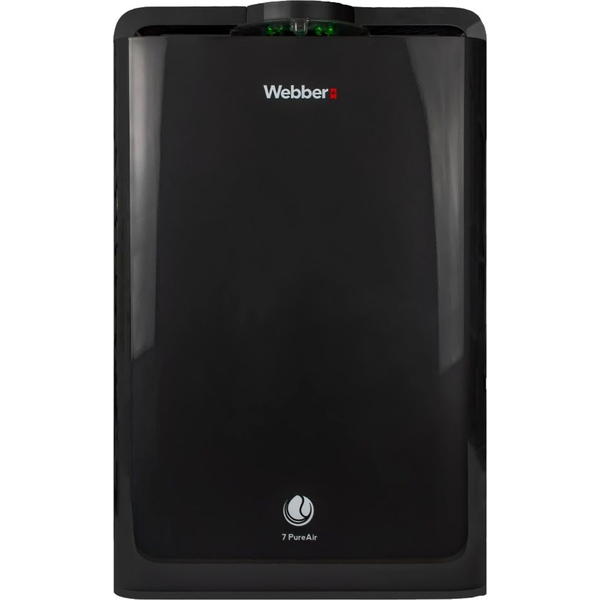 Légtisztító, Webber AP9700, fekete, 62 × 40 × 23 cm, HEPA 13 szűrő, UV‑C lámpa, ionizátor, párásító funkció, Wi‑Fi, automata mód, 24 dB, távirányítóval