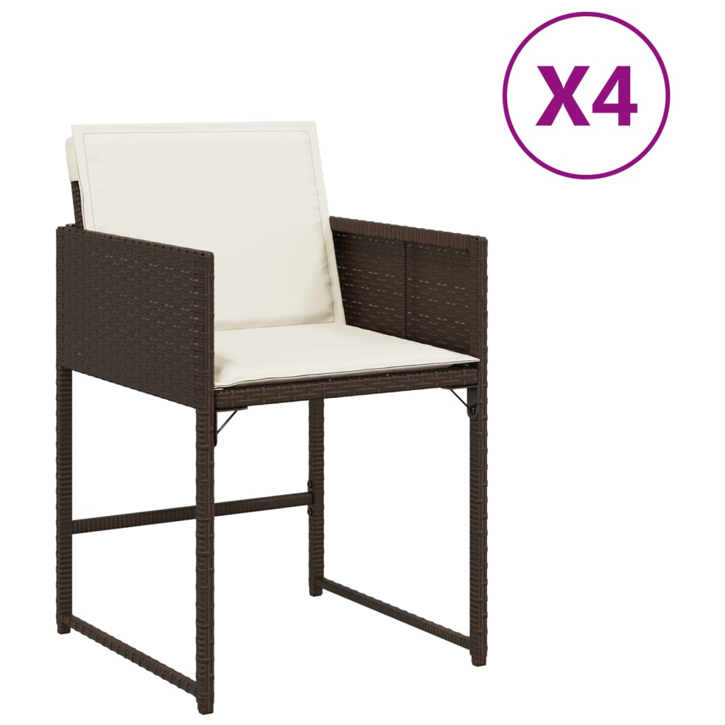 4 db barna polyrattan kerti szék párnával (4007478)