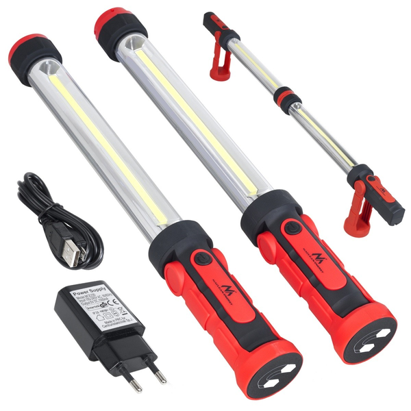 Maclean MCE230 LED XXL Akkus LED Műhelylámpa - Fekete/Piros