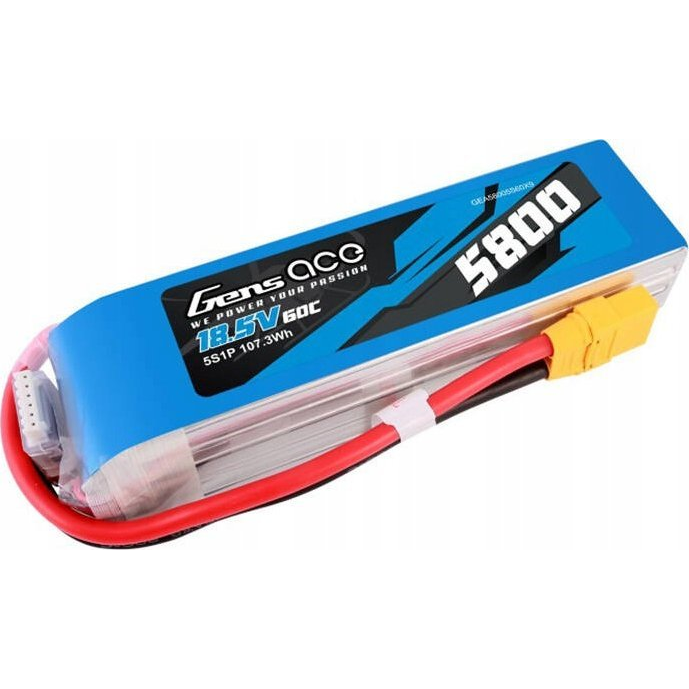 Gens ace 5800mAh 60C 18.5V 5S1P Lipo Battery Pack with XT90 plug (GEA58005S60X9)