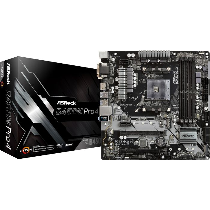 ASRock B450M Pro4 (90-MXB8F0-A0UAYZ)