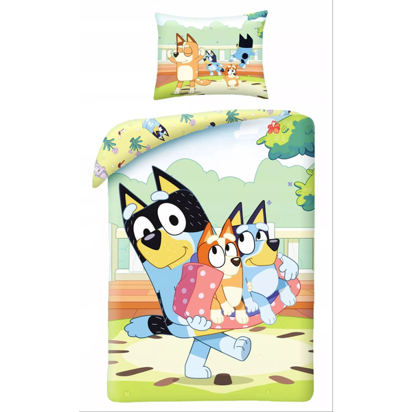 Bluey és Bingo kétrészes pamut gyerek ágynemű garnitúra (140 x 200 cm)