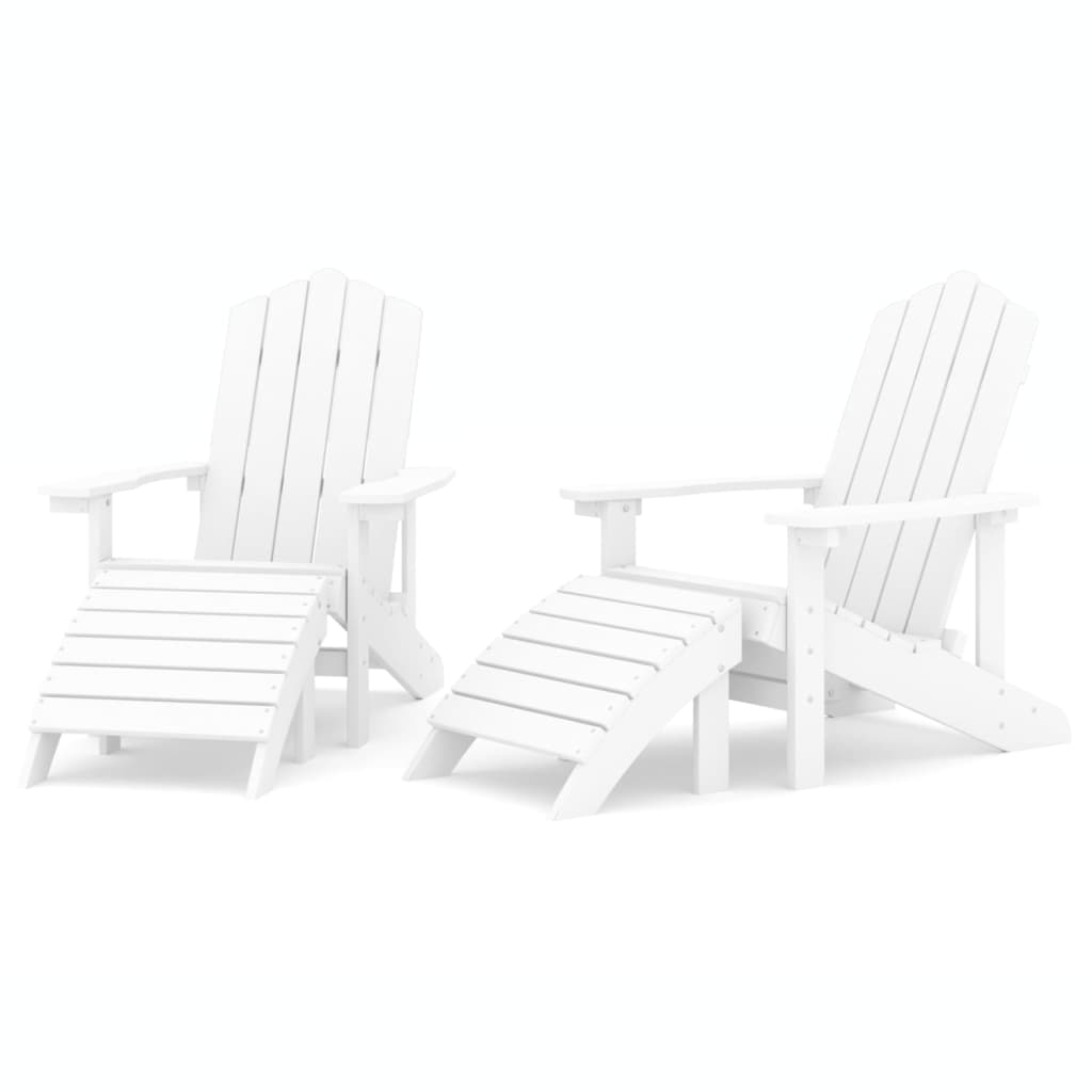 2 db fehér HDPE kerti adirondack szék lábtartóval (3095696)