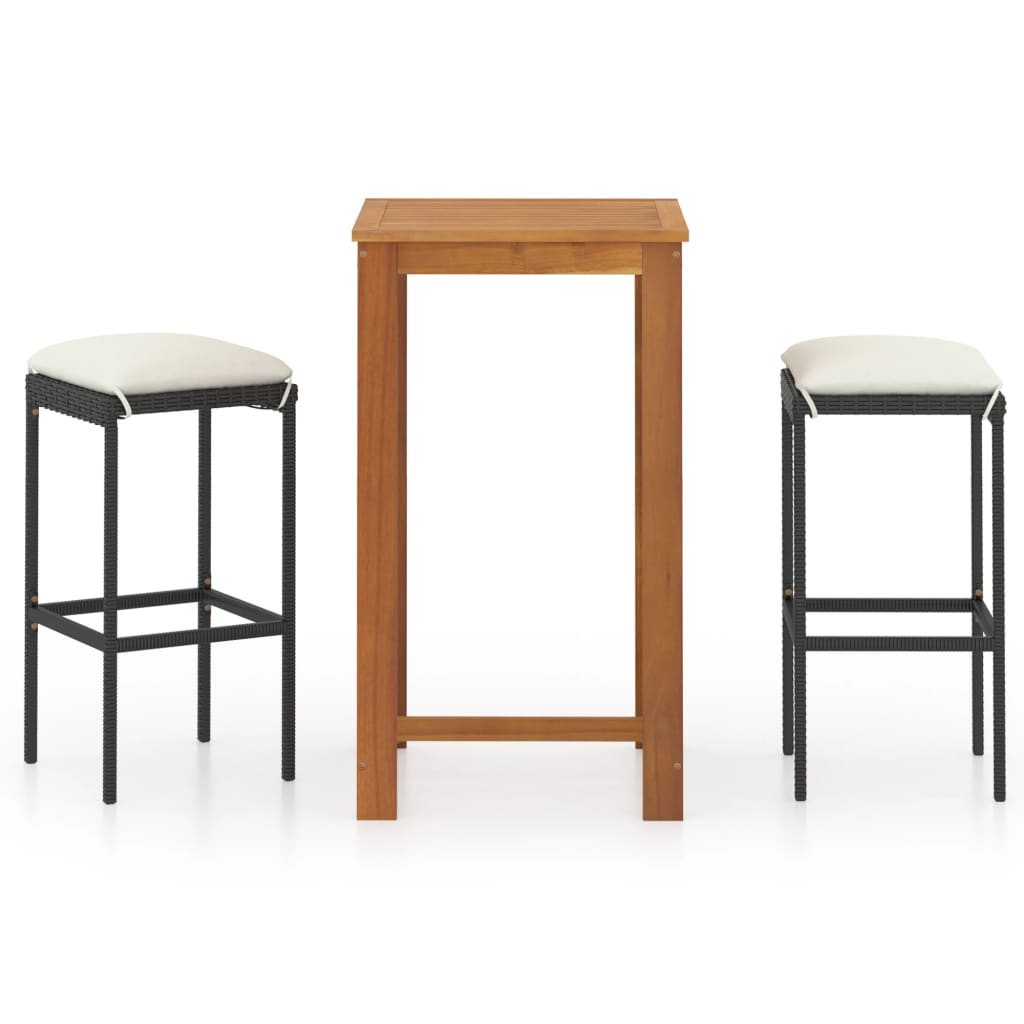 3 részes fekete kerti bárszett párnákkal (3067979)