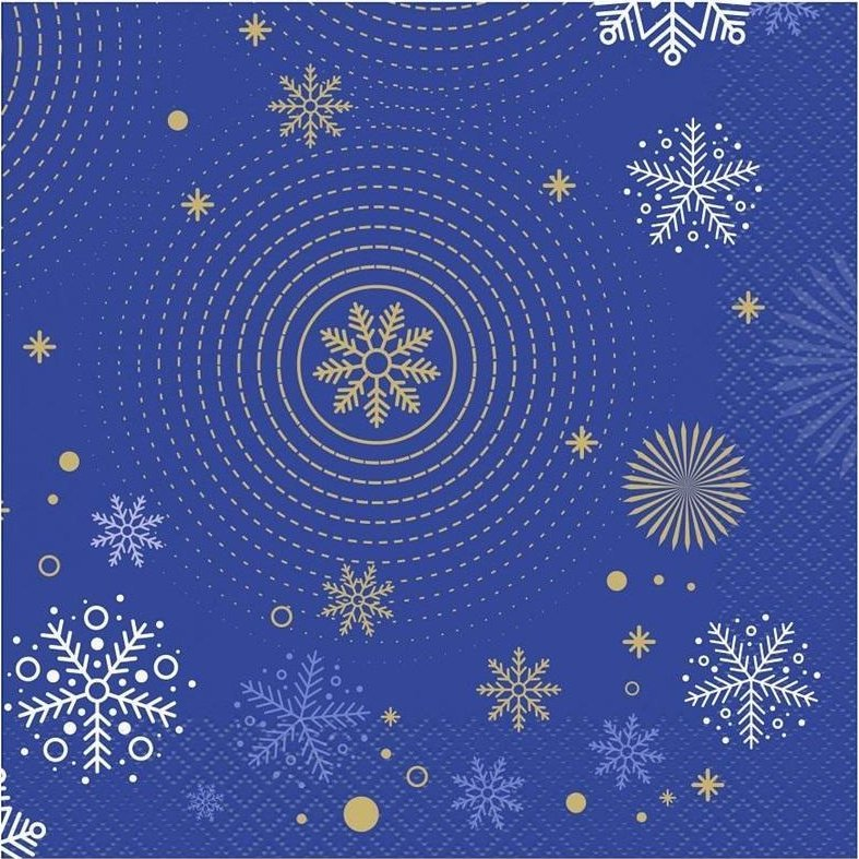Karácsonyi Navy Blue Snowflakes Szalvéta - 20 db, 33x33 cm (5902973169133)