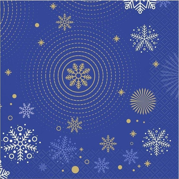 Karácsonyi Navy Blue Snowflakes Szalvéta - 20 db, 33x33 cm