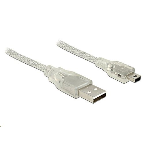 Delock 83905 USB 2.0 A > USB 2.0 Mini-B kábel, 1 m áttetsző
