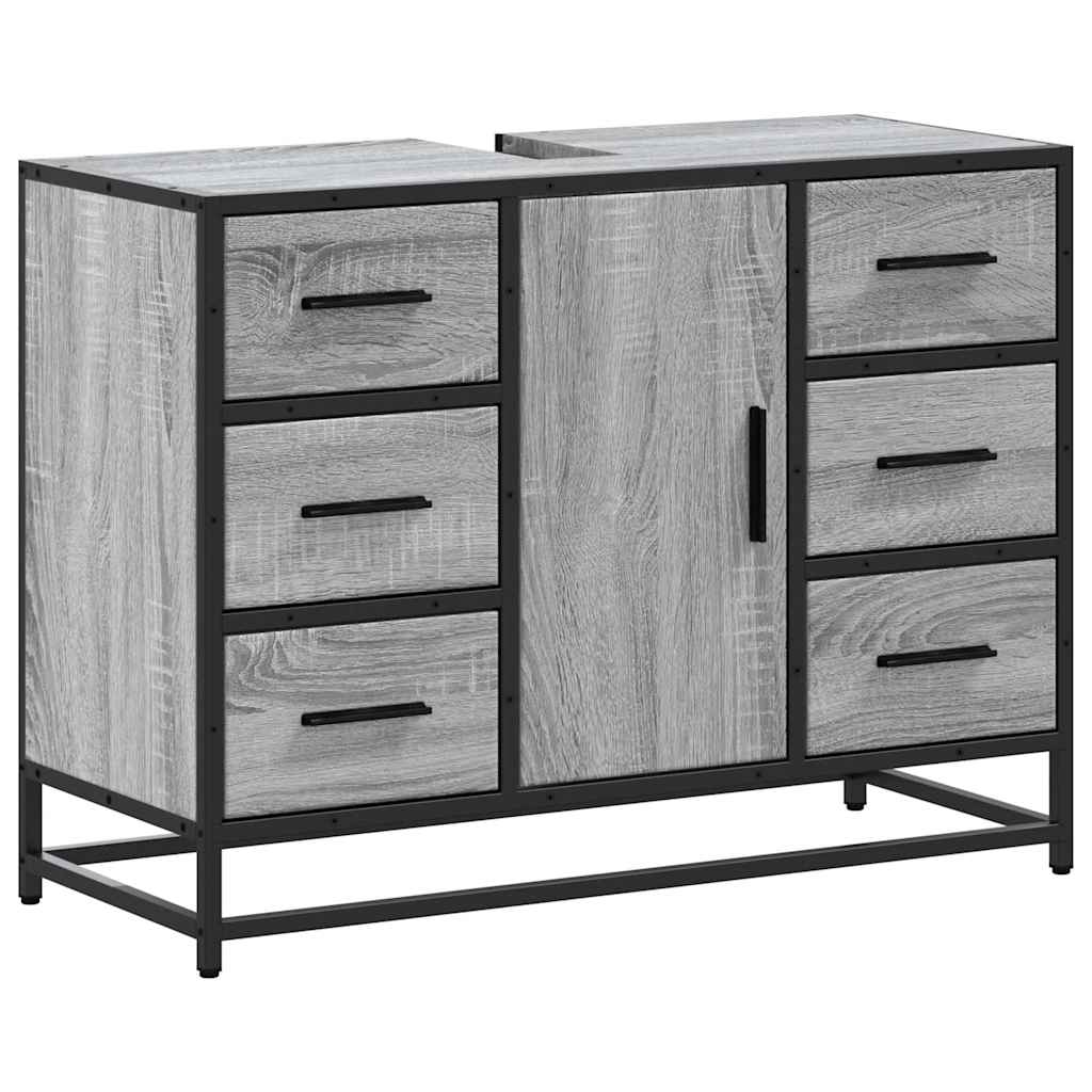 szürke sonoma szerelt fa fürdőszobai mosdószekrény 80x33x60 cm (849282)