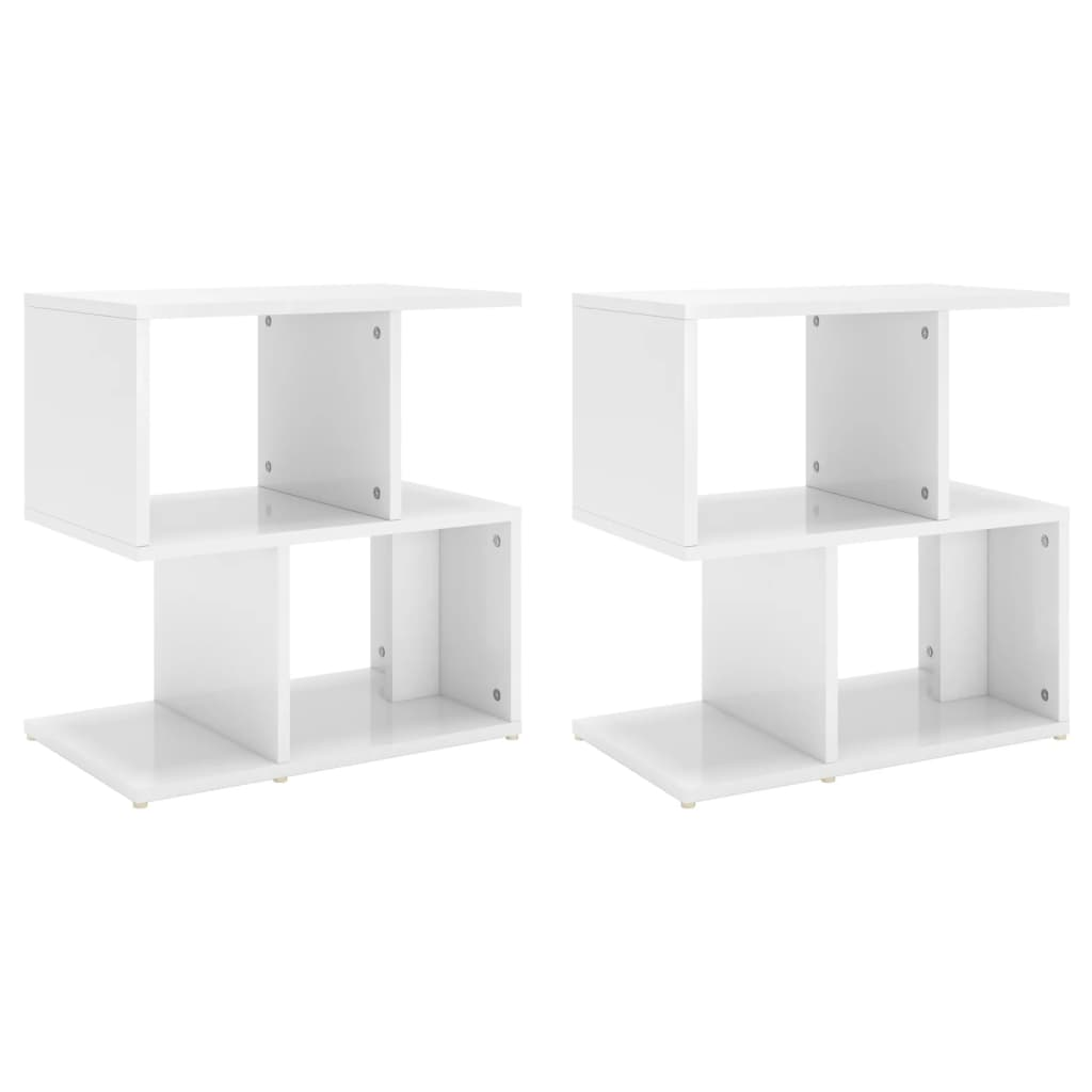 2 db magasfényű fehér forgácslap éjjeliszekrény 50 x 30 x 51,5 cm (806377)