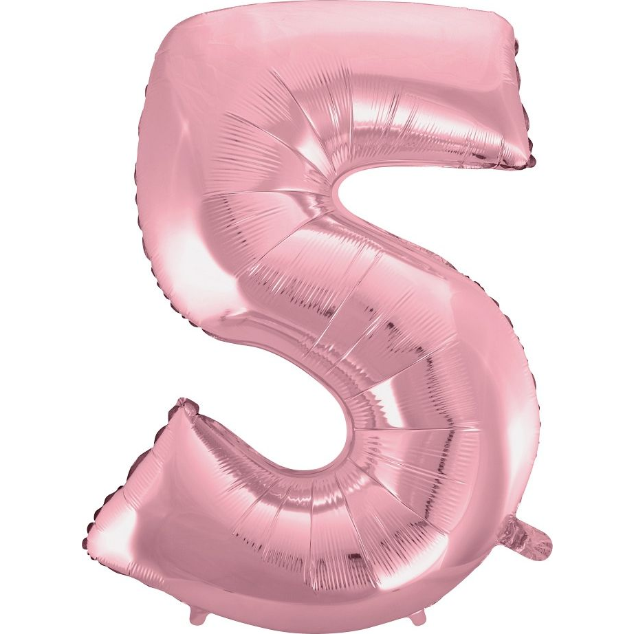 Szám Fólia Lufi - 5-ös, 92 cm, Rózsaszín (GODA2163)