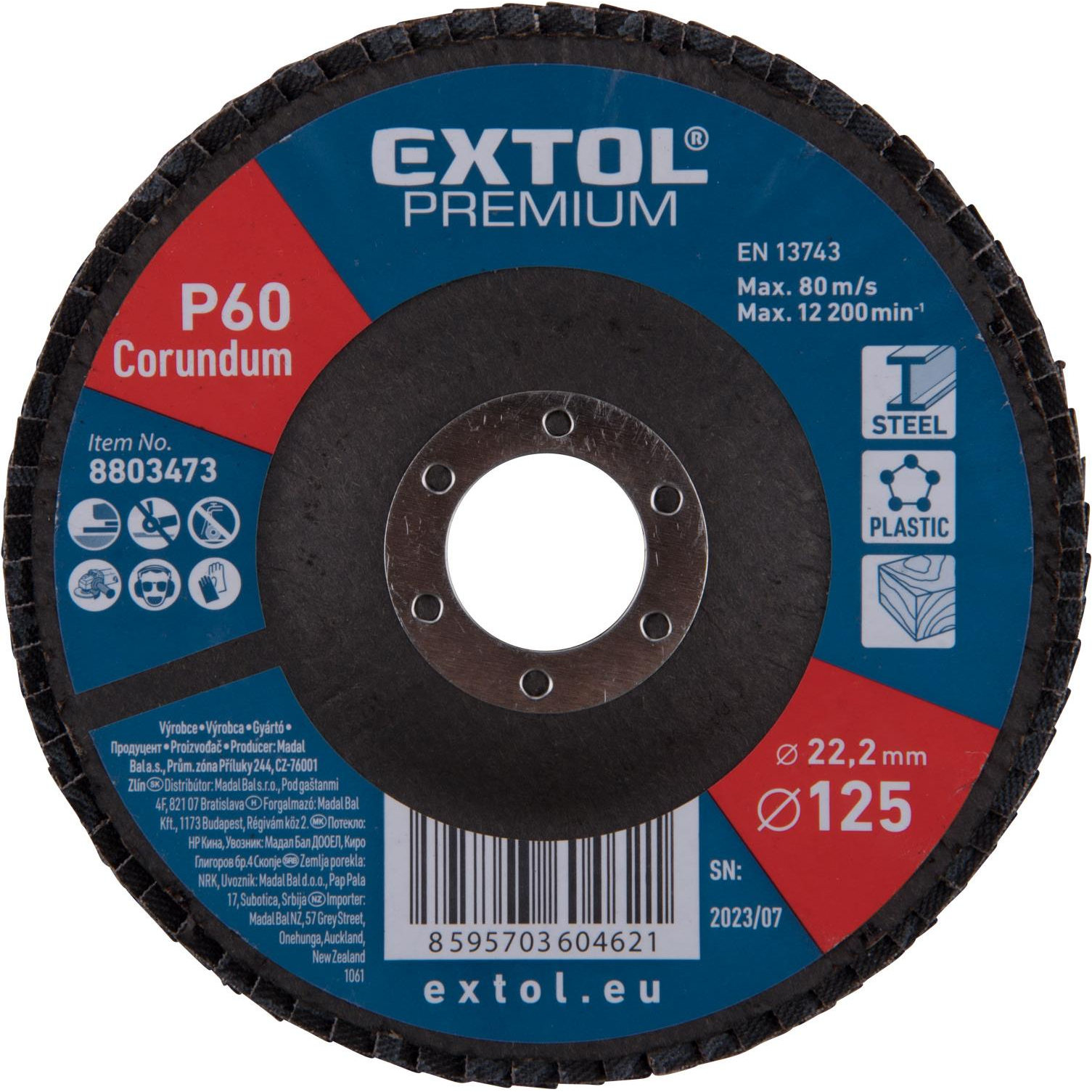 EXTOL PREMIUM 8803473 Lamellás csiszolókorong, korund 125mm, P60 (8803473)