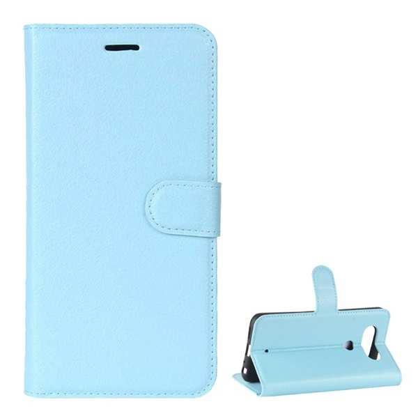 Tok álló, bőr hatású (FLIP, oldalra nyíló, asztali tartó funkció, prémium) VILÁGOSKÉK [LG Q8 (H970)] (5996457726356)