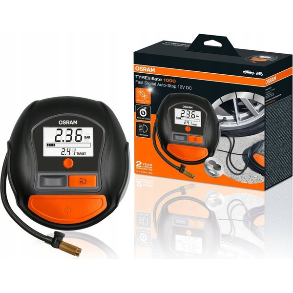 OSRAM OTI1000 Kompresszor OTI1000 Digitális kijelző, Túlterhelés elleni védelem, Munkalámpával, Kábeltartó