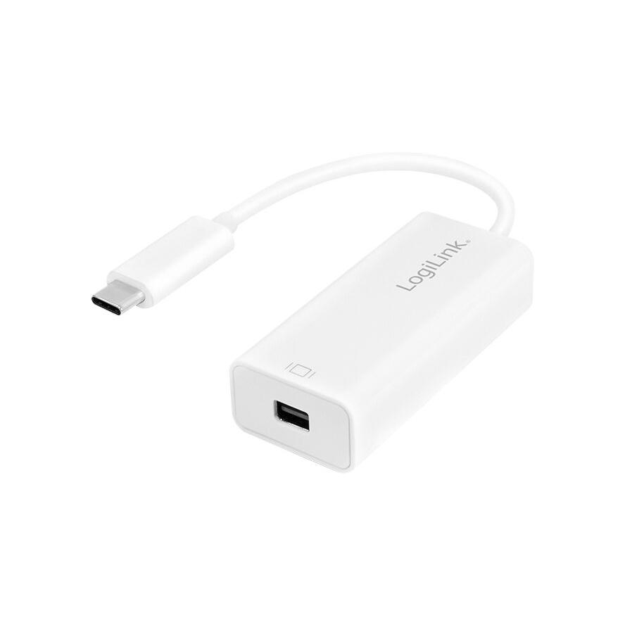 LogiLink USB-C 3.1 Gen1 -> Mini DisplayPort 1.2 M/F adapter 0.15m fehér (UA0360)