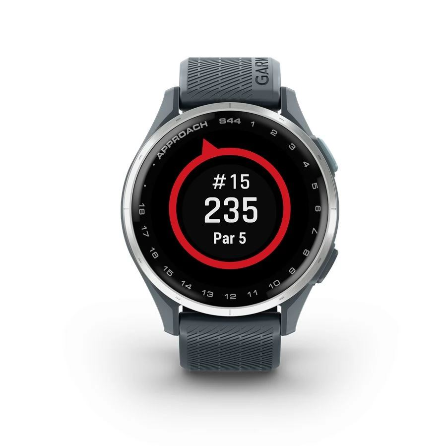 Garmin Approach S44 ezüst szürke GPS golfóra 1,2 colos AMOLED kijelzővel (010-03009-01)