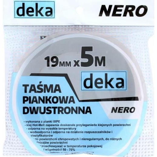 Deka TAŚMA DWUSTRONNA PIANKOWA NERO CZARNA 19MM*5M