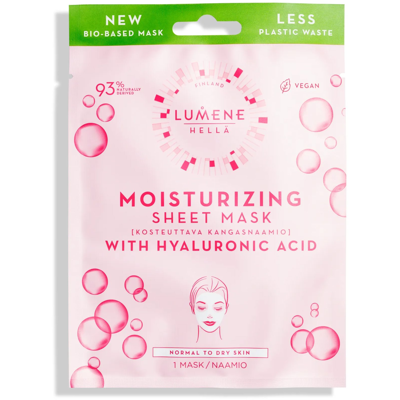 LUMENE Basic Cleansing Hella Moisturizing Sheet Mask, 1 db (6412600843682)