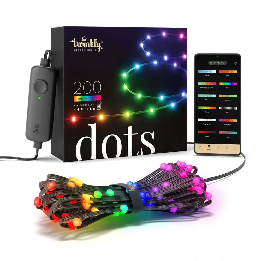 Twinkly Dots TWD200STP-BEU Beltéri LED Fényfüzér 10m - RGB (TWD200STP-BEU)