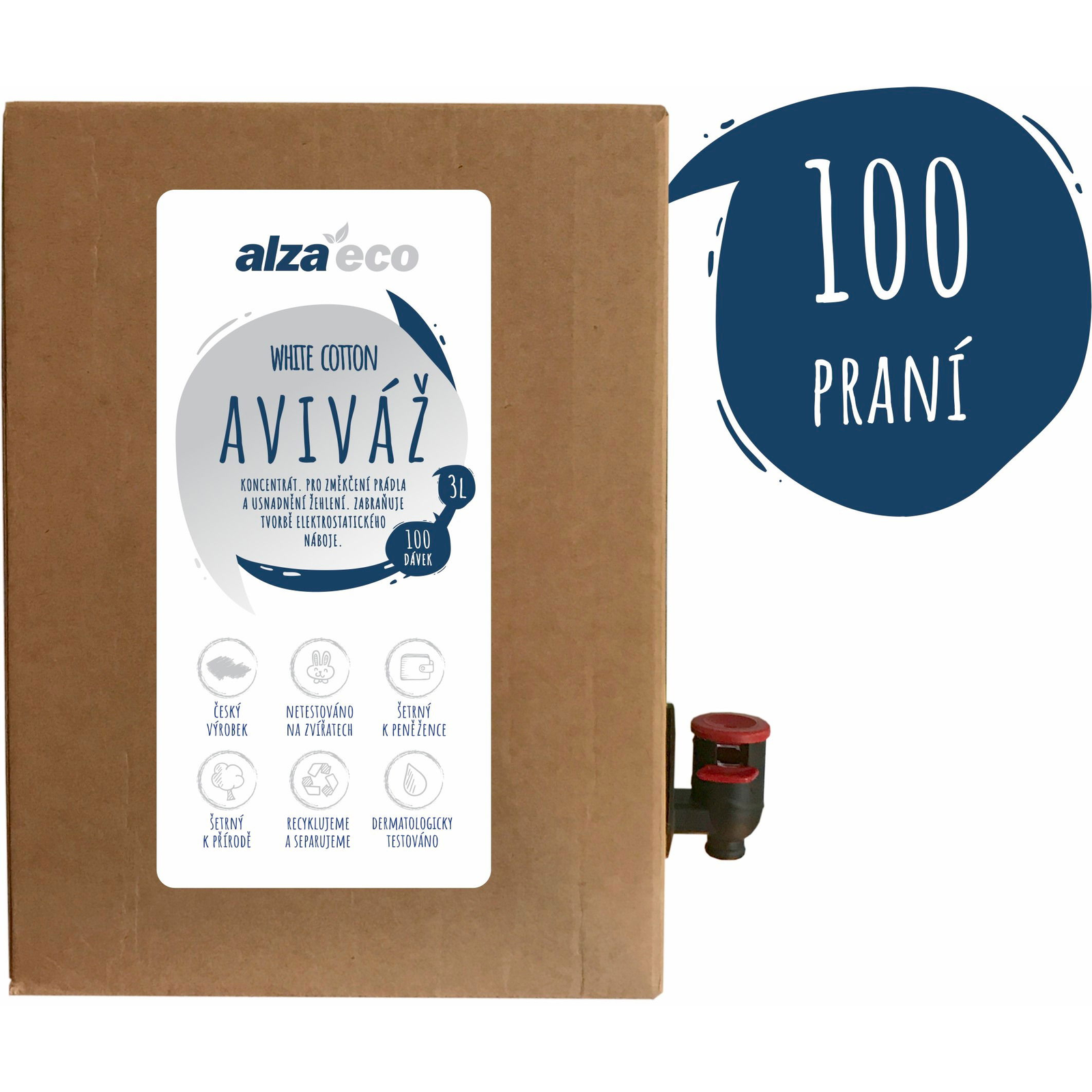 AlzaEco White Cotton - 3l, 100 mosás (8594018047727)