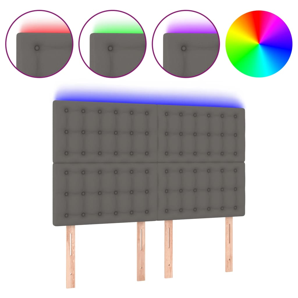 szürke műbőr LED-es fejtámla 144x5x118/128 cm (3122518)