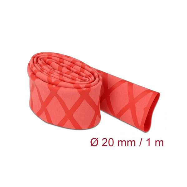 DELOCK Schrumpfschlauch X-Muster rutschfest 1 m x 20 mm rot