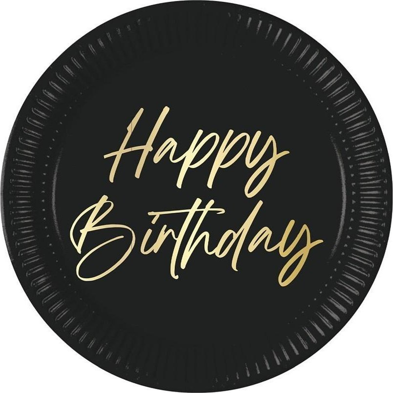 Happy Birthday Elegant Papírtányér - 8 db, 23 cm, FSC (5201184966136)
