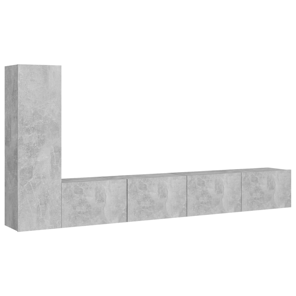 3 részes betonszürke forgácslap TV-szekrényszett (3079095)