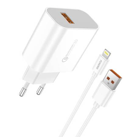Foneng EU46 2xUSB-A hálózati töltő + USB-A - Lightning kábel fehér (EU46 iPhone) (EU46 iPhone)