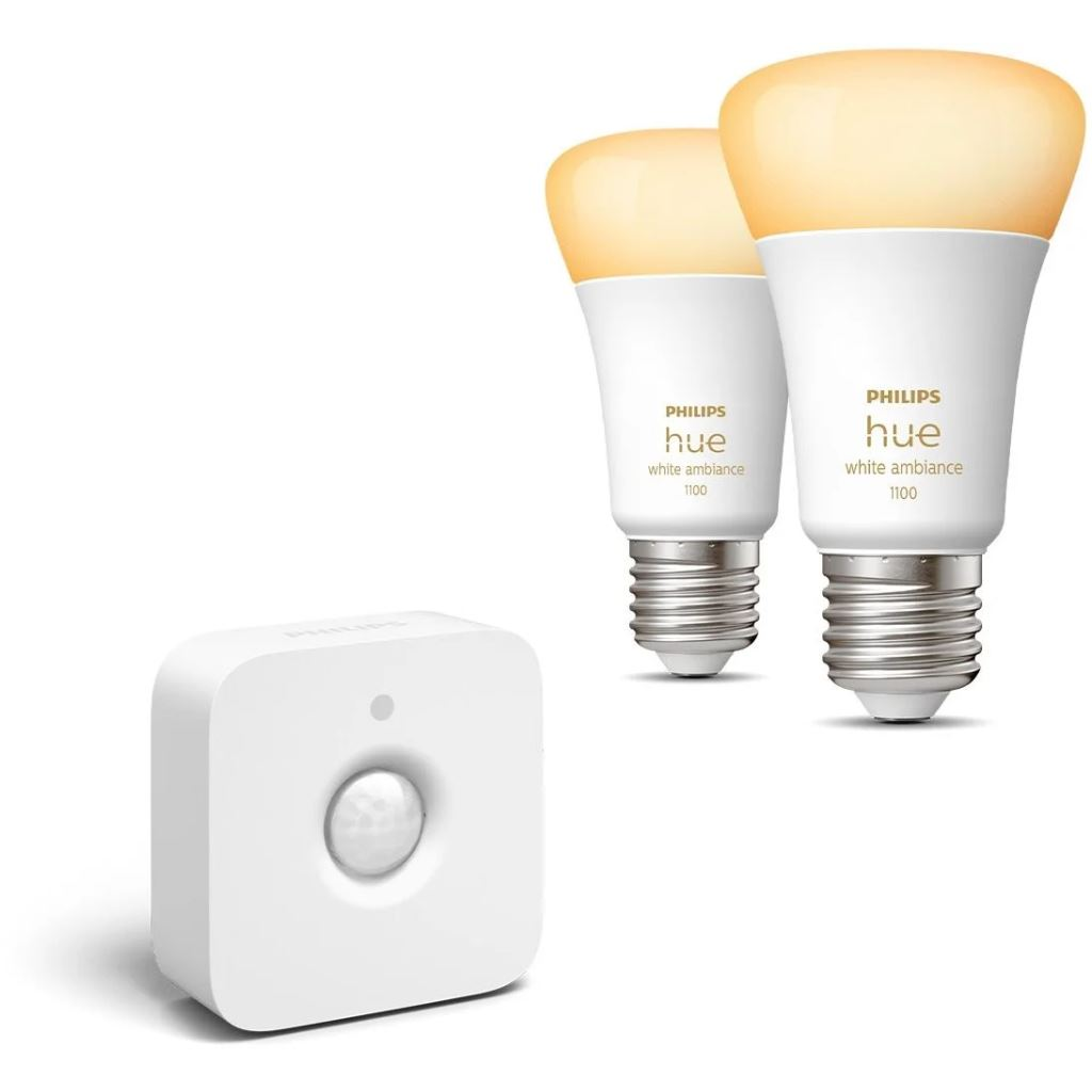 Philips Hue White Ambiance LED fényforrás E27 8W 2db/cs + Philips Hue Motion Sensor EU (PHL23010set) (PHL23010set)