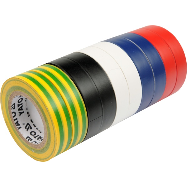 YATO Szigetelőszalag 19 x 0,13 mm x 20 m (10 db) öt színnel (YT-8173)