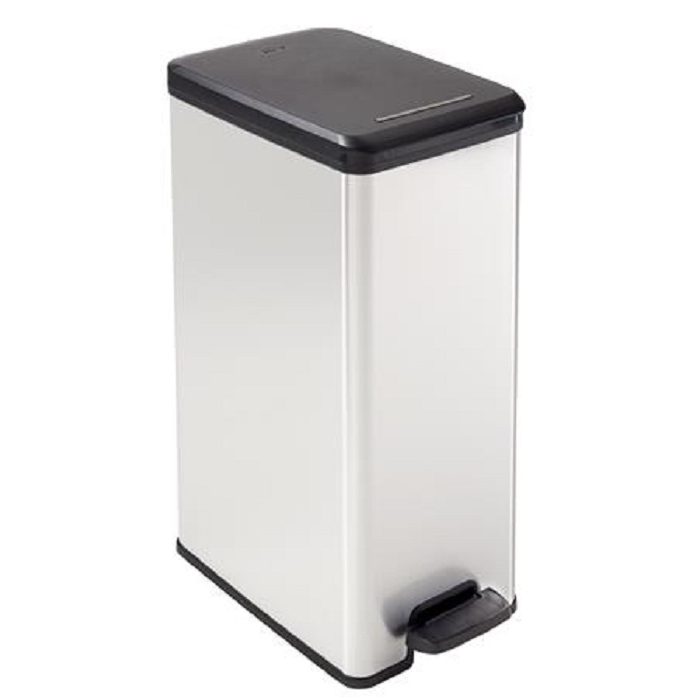 Curver Slim Bin 40 literes pedálos műanyag szemetes - Fekete/Ezüst (213298)